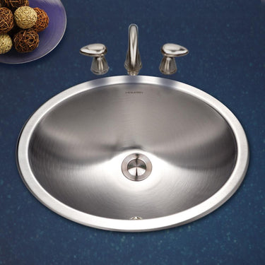 Houzer Opus Series Topmount Stainless Steel Oval Bowl Lavatory Sink with Overflow Bathroom Sink - Topmount Houzer